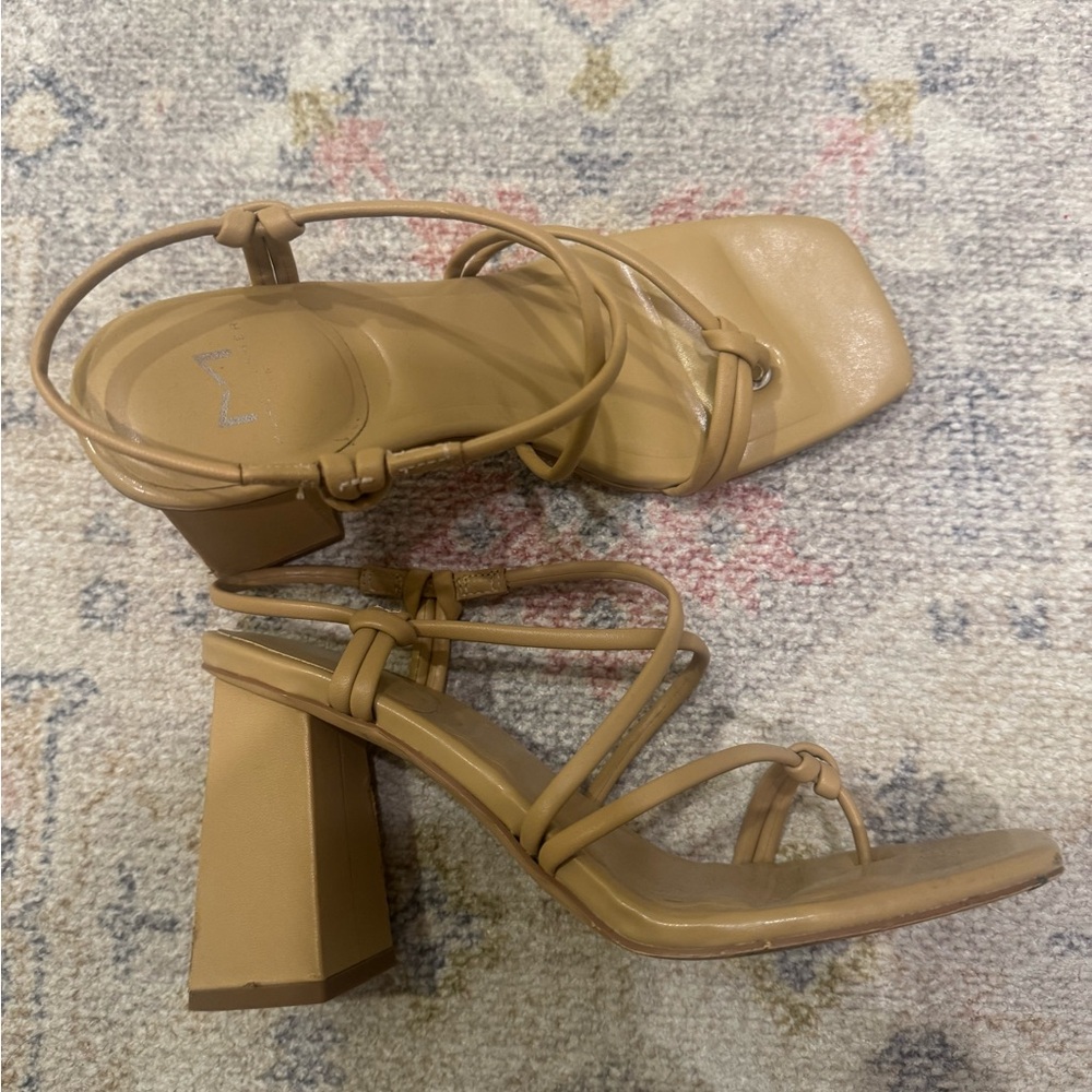 Tan Strappy Block Heels